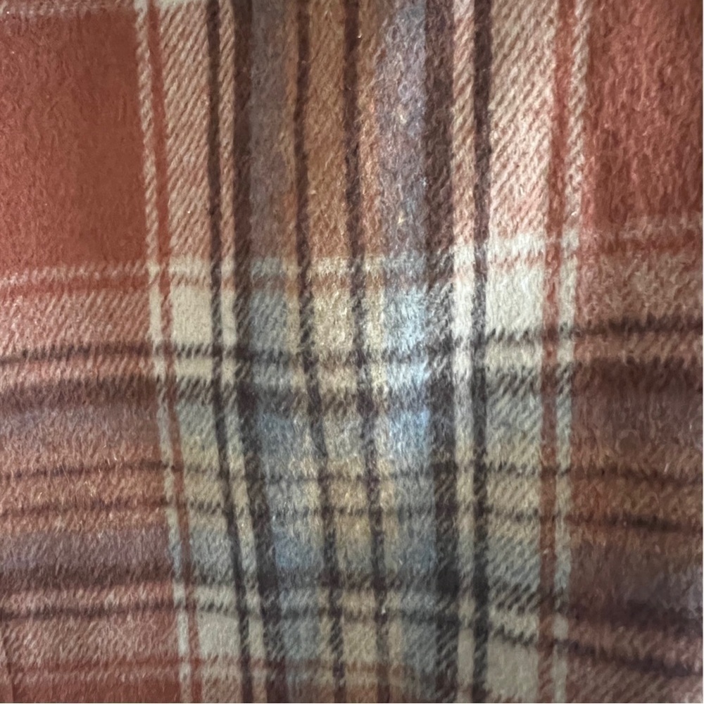 Women's Copper Orange Plaid Preppy Lapel Collar Long Blazer Jacket Size Small - Picture 7 of 8